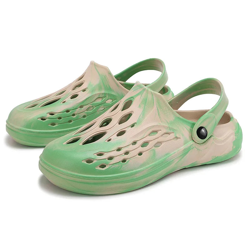 Outdoor Men's Summer Sandals Breathable EVA camouflage Slip-On Casual Shoes round Toe Flat Heel Color Block Pattern