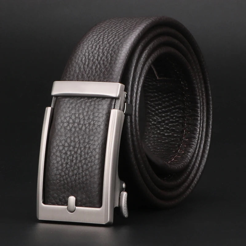 Premium Top Layer Cowhide Men'S Belt - Soft, Durable & Stylish With Automatic Alloy Buckle For Business Wear