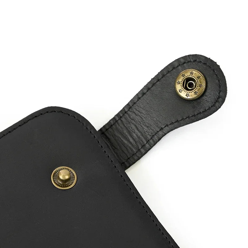 Men's Genuine Leather Wallet Chain Snap Bifold Purse Crazy Horse Leather Card Case Phone Card Holder Clutch Dragon Wallet