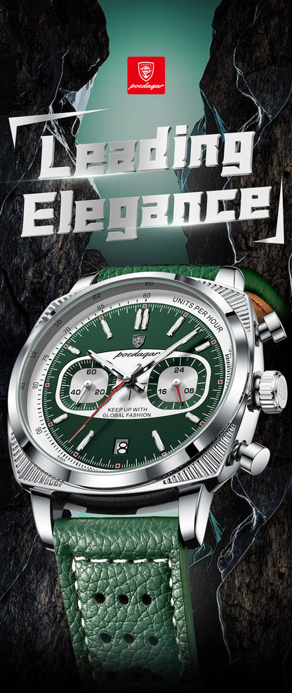 POEDAGAR Original Fashion Men Clock Luminous Waterproof Chronograph Date Watch For Man Luxury Leather Quartz Men's Watches Reloj