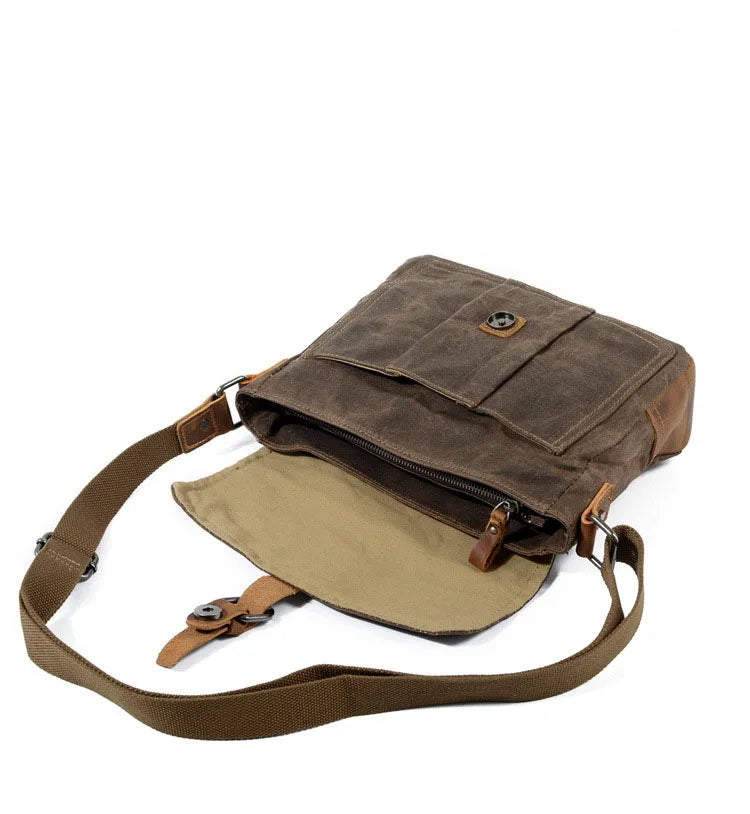 Retro crossbody bag casual canvas shoulder bag simple men's crossbody bag water-resistant men's bag horizontal Crossbody bag