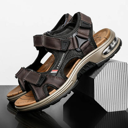Brand Summer Men's Sandals Genuine Leather Men Slippers Gladiator Men Beach Sandals Soft Comfortable Outdoors Wading Shoes 38-46