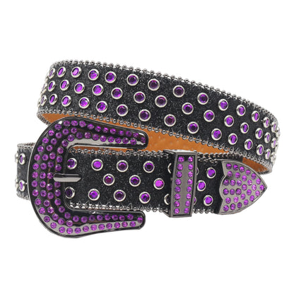 Rhinestone belt Leopard Shiny leather belts for women western rhinestone studded belt men vintage diamond  belt jeans waistbands