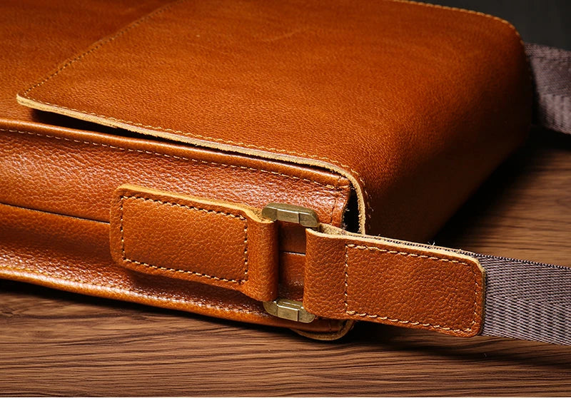 NUKA Men's Genuine Leather Shoulder Bag Retro Flap Crossbody Bags Casual Trend Satchel High Quality Luxury Cowhide Messenger Bag