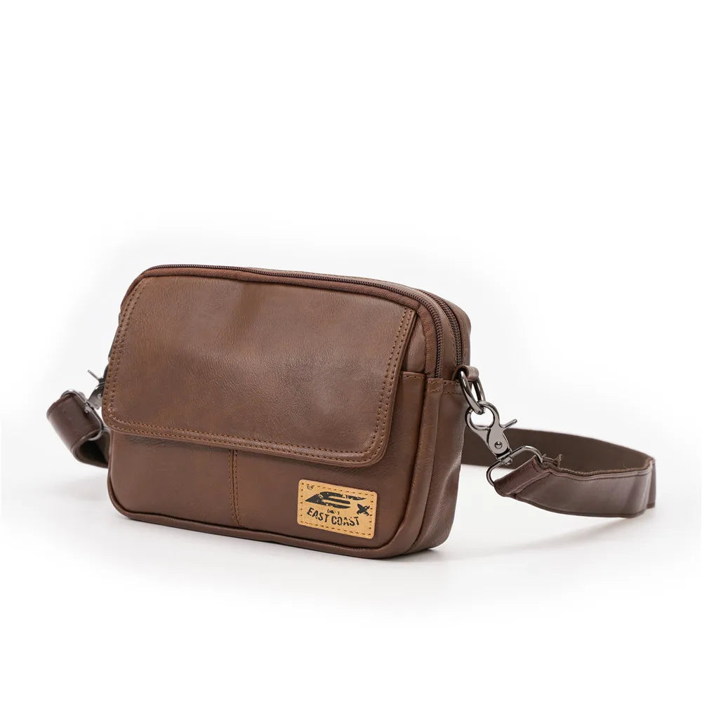 Vinatge Men's Crossbody Bag Soft PU Leather Shoulder Bag For Men Fashion Square Crossbody Messenger Bag Flap Zipper Satchels