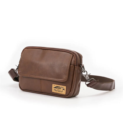 Vinatge Men's Crossbody Bag Soft PU Leather Shoulder Bag For Men Fashion Square Crossbody Messenger Bag Flap Zipper Satchels
