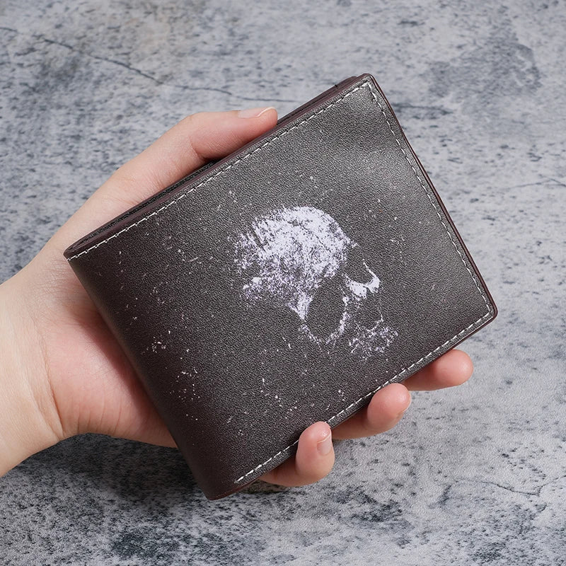 Cross-border special wallet bat skull short wallet retro skull printed men's and women's coin purse