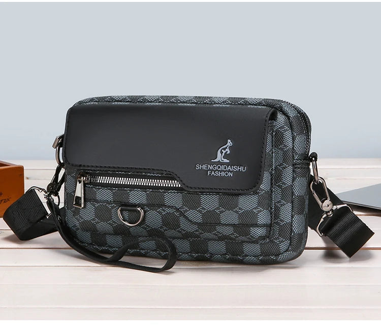 Business Men's Clutch Bags High Quality PU Leather Man's Small Shoulder Bag Multi-Functional Men Handbag Bag With Waist Strap