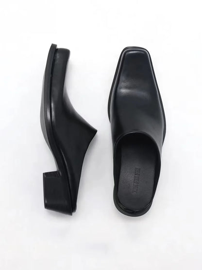 Casual business formal leather slippers for men and women summer new mules fashionable simple breathable and comfortable sandals