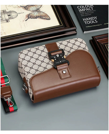 Luxury Plaid Crossbody Bags Men Fashion Buckle Flap Men's Crossbody Bag Casual Shoulder Bag Male Waterproof Business Sling Bags