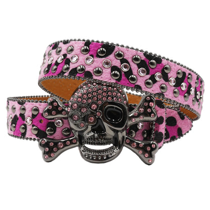 Rhinestone belt Skull Designer Belt Fashion Luxury Mens Belt and Lady Leather Decorated with Colorful Diamonds