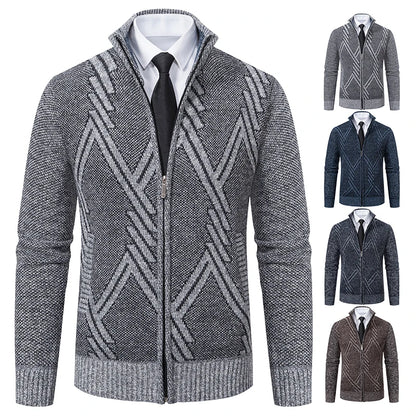 Spring Autumn Knit Cardigan Men Sweater Coat Man Clothes Brown Grey Brand Male Knitting Jackets