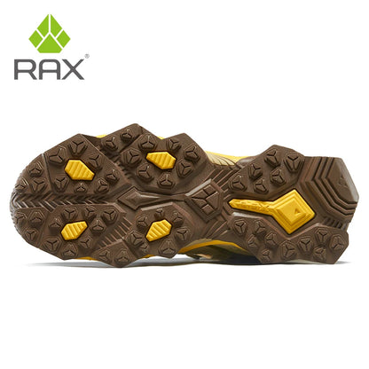RAX Men Hiking Shoes Mid-top Waterproof Outdoor Sneaker Men Leather Trekking Boots Trail Camping Climbing Hunting Sneakers