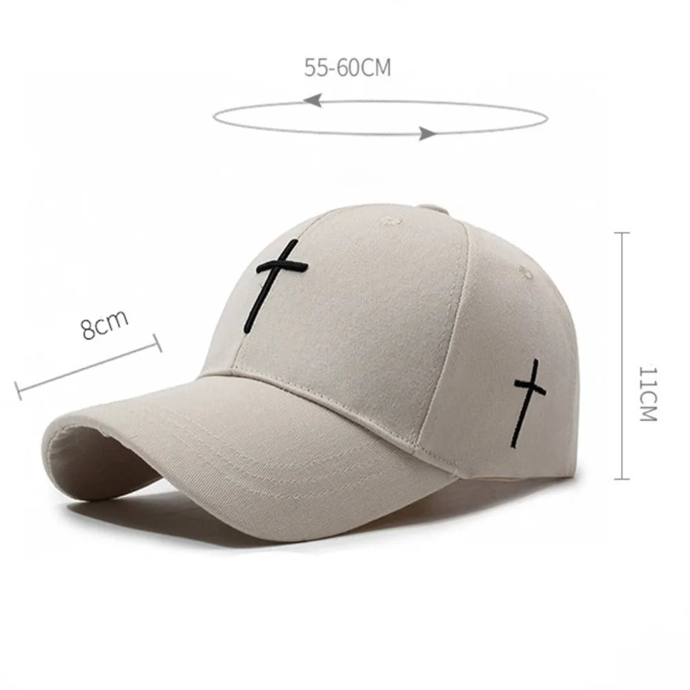 New Cross Embroidered Baseball Hat Adjustable UV Protect Duck Tongue Cap Breathable Show Face Small Sun Hat Unisex