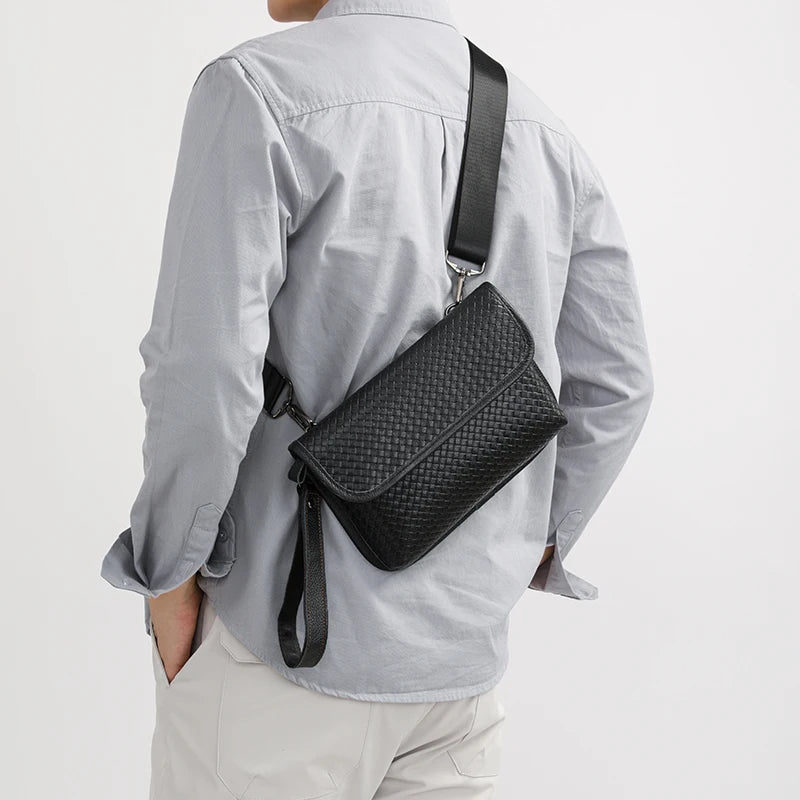 Luxury Designer Men's Shoulder Bag Genuine Leather Crossbody Bag Sling Bag for Daily Commute Travel Work Business Messenger Bag