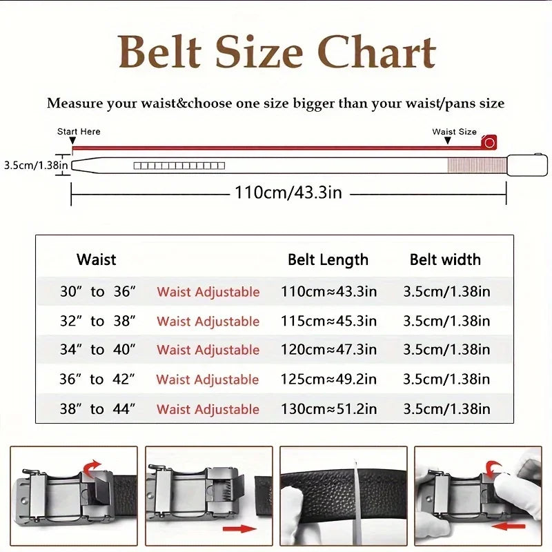 Premium Top Layer Cowhide Men'S Belt - Soft, Durable & Stylish With Automatic Alloy Buckle For Business Wear