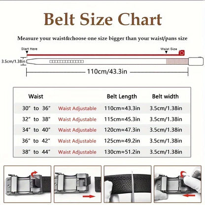 Premium Top Layer Cowhide Men'S Belt - Soft, Durable & Stylish With Automatic Alloy Buckle For Business Wear