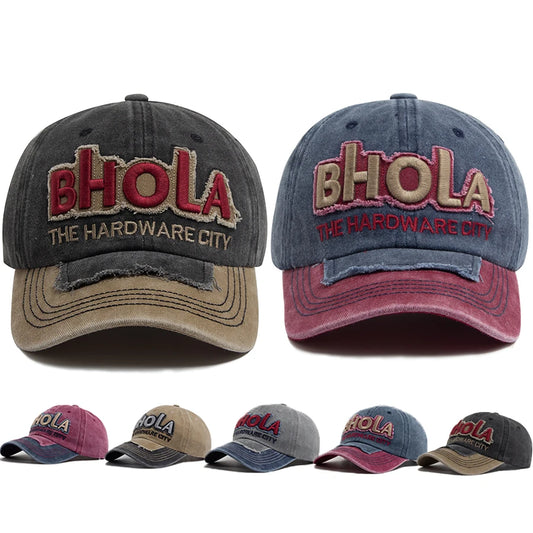Men Women Baseball Caps BHOLA Fashion Letter Embroidery Hip Hop Cap Summer Washed Cotton Vintage Casual Sun Visor Hat Adjustable