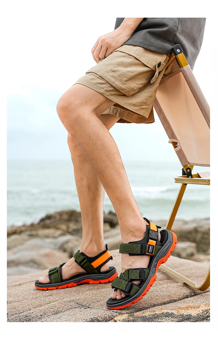 Men's Outdoor Sandals with Velcro Strap Male Summer Fashion Antiskid Sport Sandals Beach Casual Sandals for Men