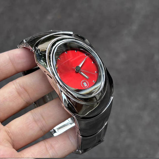 Fashion Quartz Watch Mens Y2k Red Alien Style Green Creative Blade Design Special Fashion Unique Steel Men Watch Personalize AAA Clock