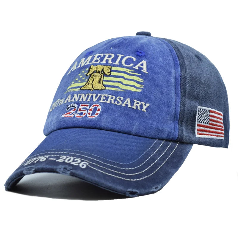 250th Anniversary Patriotic Baseball Caps, Retro Embroidered Adjustable Hats, Independence Day Gifts for History Enthusiasts