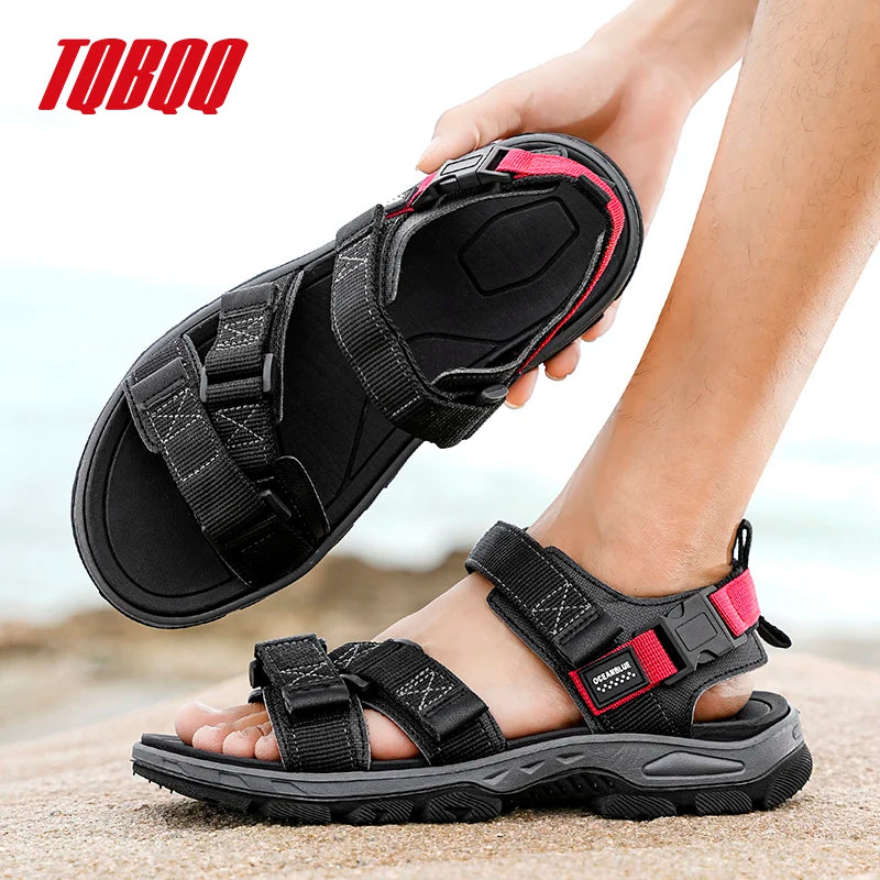 Men's Outdoor Sandals with Velcro Strap Male Summer Fashion Antiskid Sport Sandals Beach Casual Sandals for Men