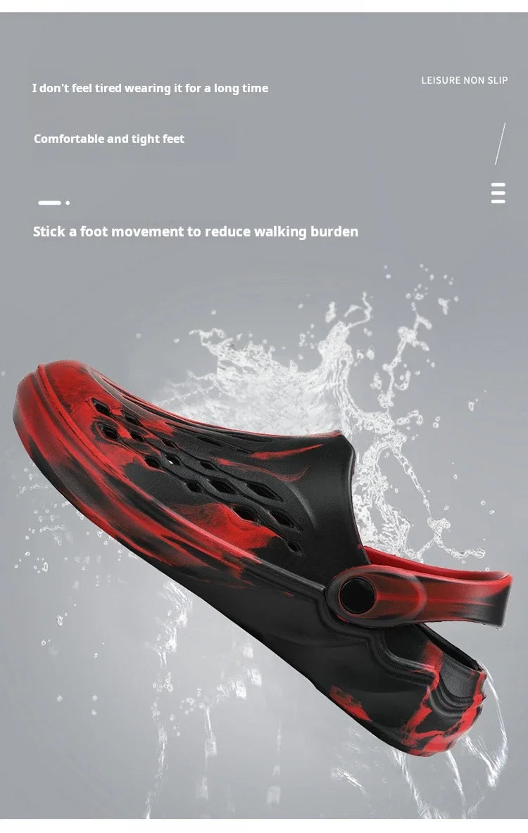Outdoor Men's Summer Sandals Breathable EVA camouflage Slip-On Casual Shoes round Toe Flat Heel Color Block Pattern