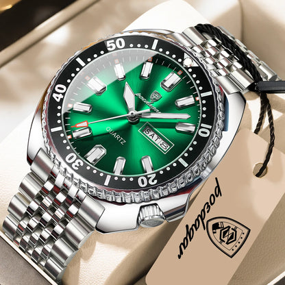 POEDAGAR Luxury Quartz Men Clock Waterproof Luminous Business Man Wristwatch Stainless Steel Date Week Sport Men's Watches Reloj