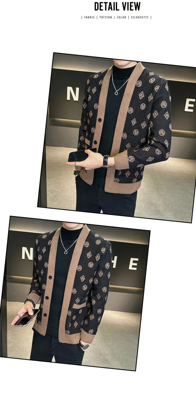 Brand Autumn Jacquard Knitted Cardigan Jackets Men Casual Business Sweater Coats Fashion Button Cardigans Men Clothing M-4XL