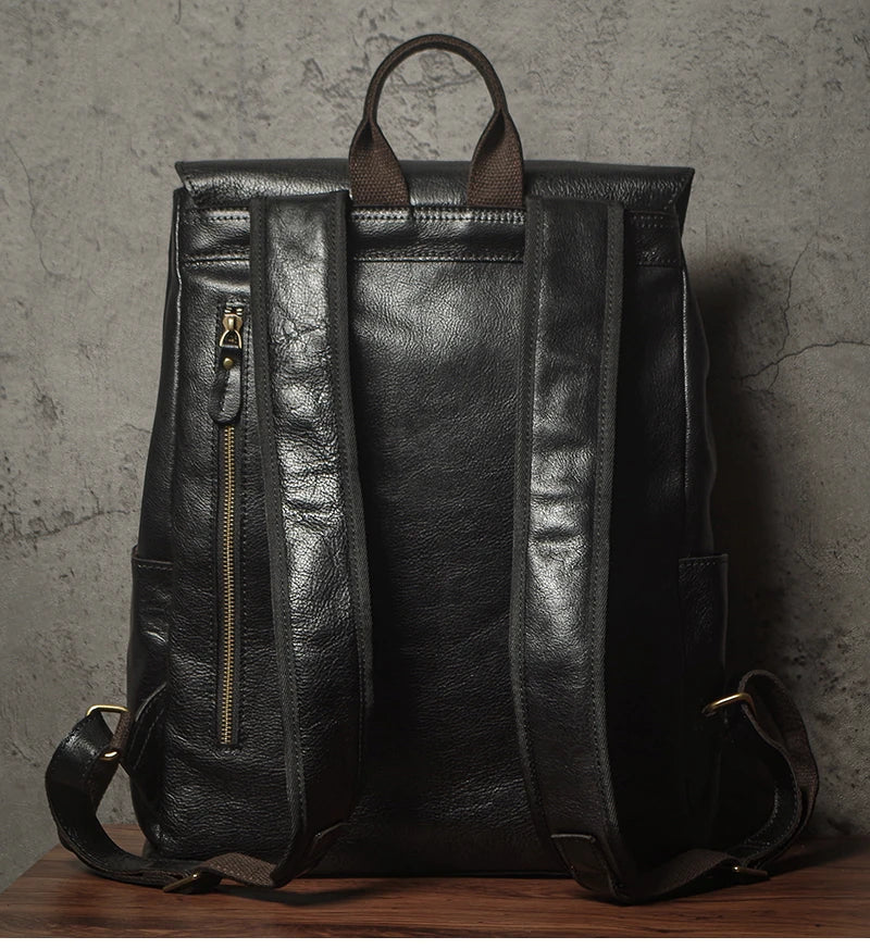 NUKA Men's Genuine Leather Backpack Vintage Outdoors Travel Bag Luxury Crazy Horse Cowhide Schoolbag Mountaineering Backpack