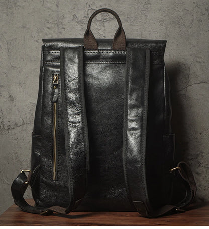 NUKA Men's Genuine Leather Backpack Vintage Outdoors Travel Bag Luxury Crazy Horse Cowhide Schoolbag Mountaineering Backpack