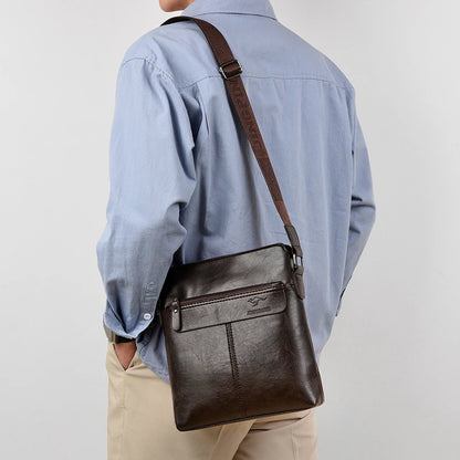 Men's Business Casual Backpack, Single-Shoulder Crossbody Pu Leather Briefcase, Multi-Compartment Large Capacity