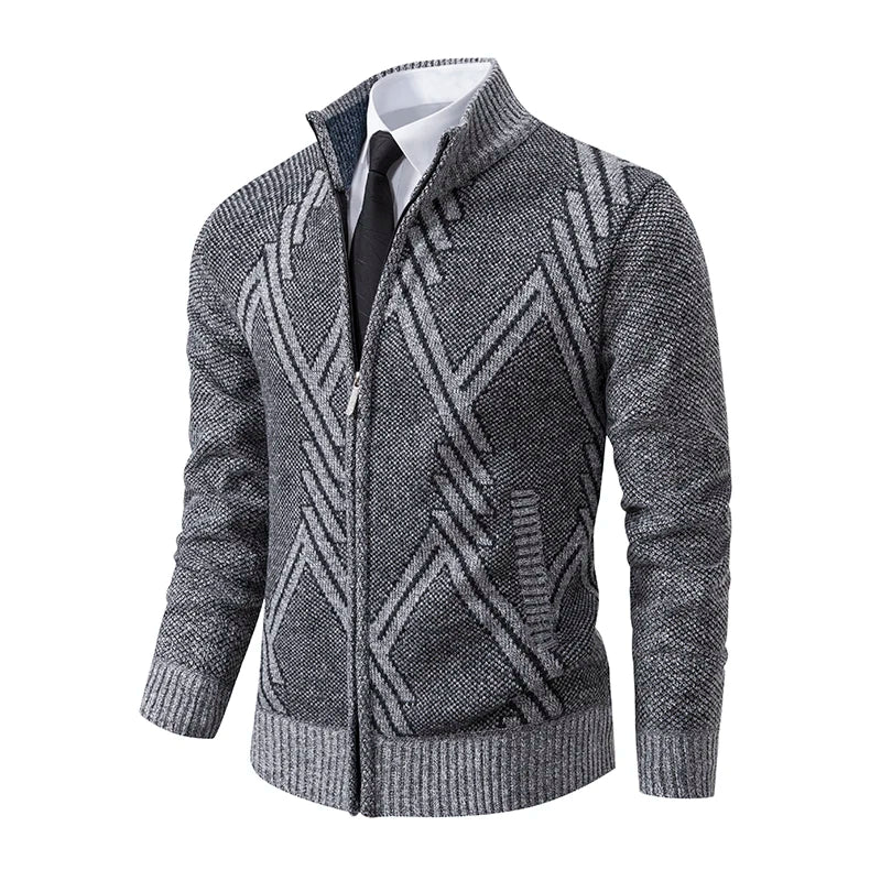 Spring Autumn Knit Cardigan Men Sweater Coat Man Clothes Brown Grey Brand Male Knitting Jackets