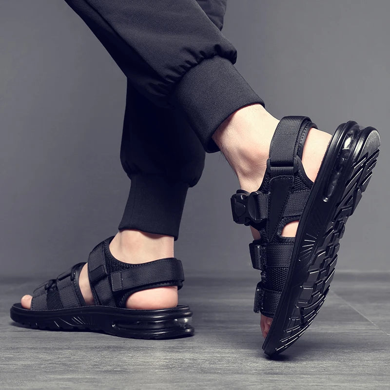 2023 New Design Men Rome Sandals Leather Fashion Sandals Black Men Summer Shoes Comfortable Cushion Soft Gladiator Sandals