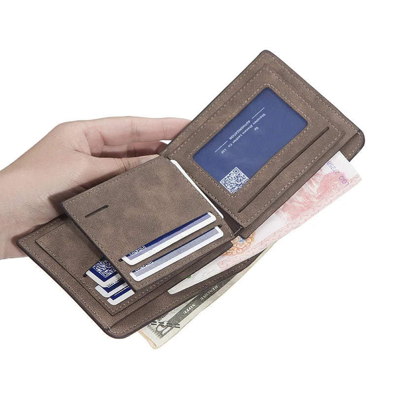 2025 New Short Luxury Men Wallets Slim Card Holder Brand Male Wallet Name Engraved High Quality PU Leather Small Men's Purses