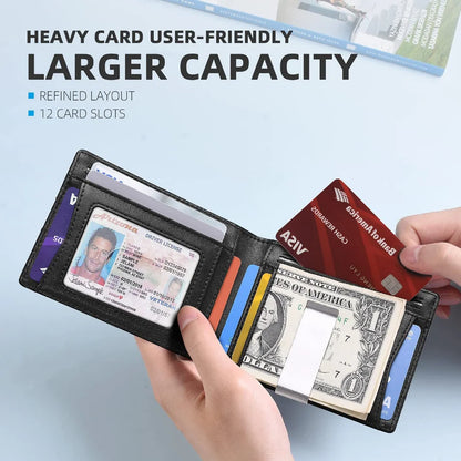 Personality Short Rfid Leather Men Wallets Carbon Fiber Slim Card Holder Wallet Black Minimalist Wallet for Men Father Day Gifts