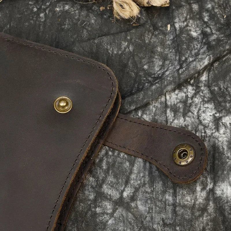 Men's Genuine Leather Wallet Chain Snap Bifold Purse Crazy Horse Leather Card Case Phone Card Holder Clutch Dragon Wallet