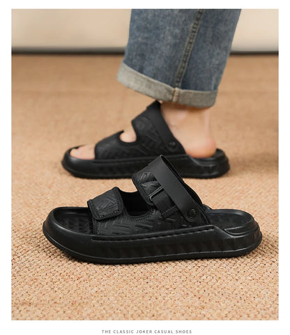 Men's casual slip on sandals summer soft-sole breathable lightweight outdoor walking shoes fashion sports Dual-purpose slippers