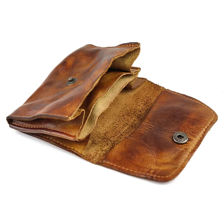New Simple Men Wallets High Quality Genuine Cow Leather Coin Pocket Retro Handmade Male Purses Card Holder Men's Money Clips