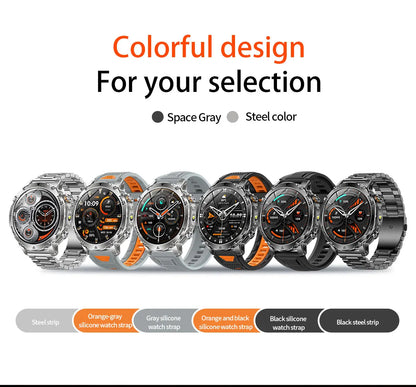Newly Durable 1400mAh Large Battery Smart Watch Men 1.7" HD Screen IP68K Waterproof LED Flashlight Sports BT Call Smart Bracelet