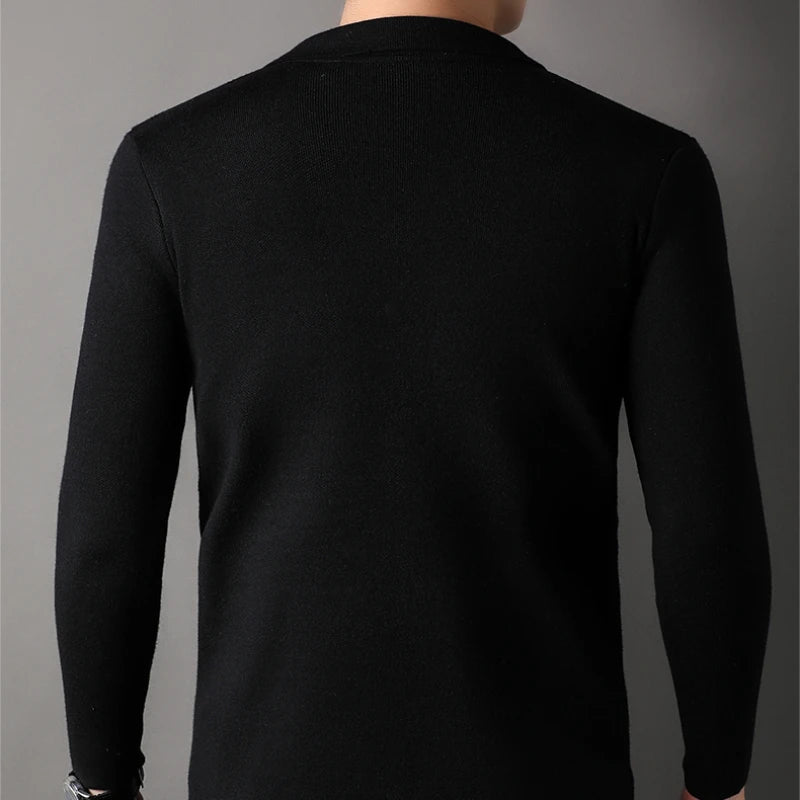 Autumn and Winter New Men's Long-Sleeved Sweater Youth Popularity Cardigan Men's Knitwear Sweater Lapel Youth Thin Coat