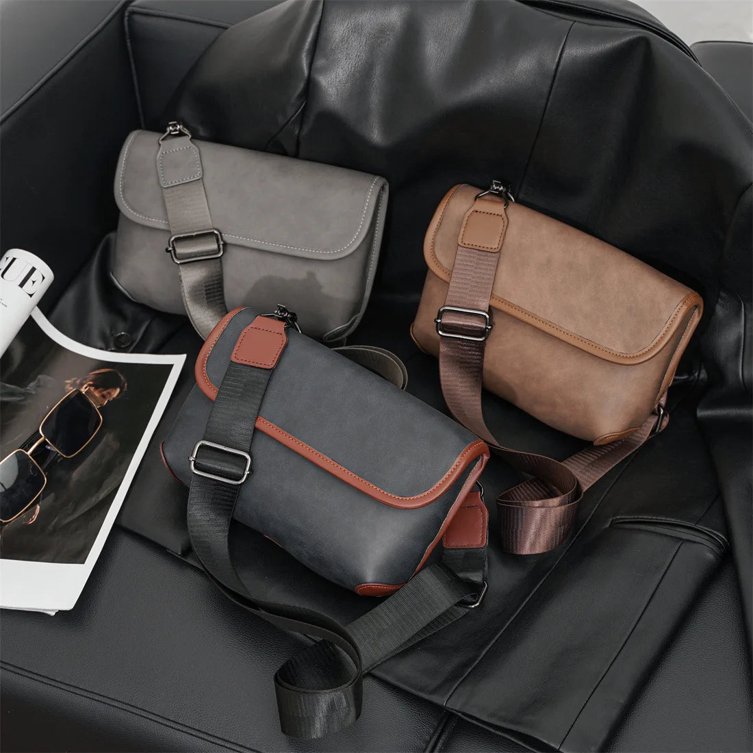 Casual Fashion Crossbody Bag Men Flap Shoulder Bag Vintage Design Shoulder Messenger Bags Unisex Mobile Phone Sling Handbags