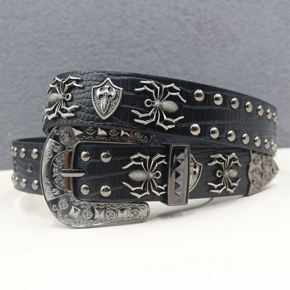 2025 New Bull head  Rivet Belt Metal Pyramid Belt Men and Women Punk Hardware Jeans Belt Y2K Designer  Women's