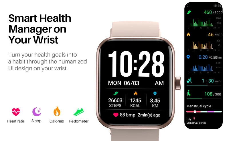 Refurbished TOZO S2 Smartwatch Waterproof 5ATM Smart Watch Alexa Built-in Fitness Tracker Swim Sport Watch for Android IOS