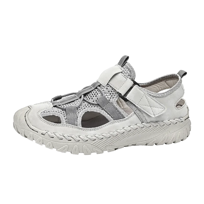 Men Outdoor Protective Toe Sandals Hollow Breathable Mesh Upper Quick Dry Lining Non Slip Walking Camping Driving Casual Shoes