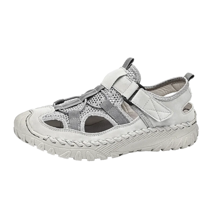 Men Outdoor Protective Toe Sandals Hollow Breathable Mesh Upper Quick Dry Lining Non Slip Walking Camping Driving Casual Shoes