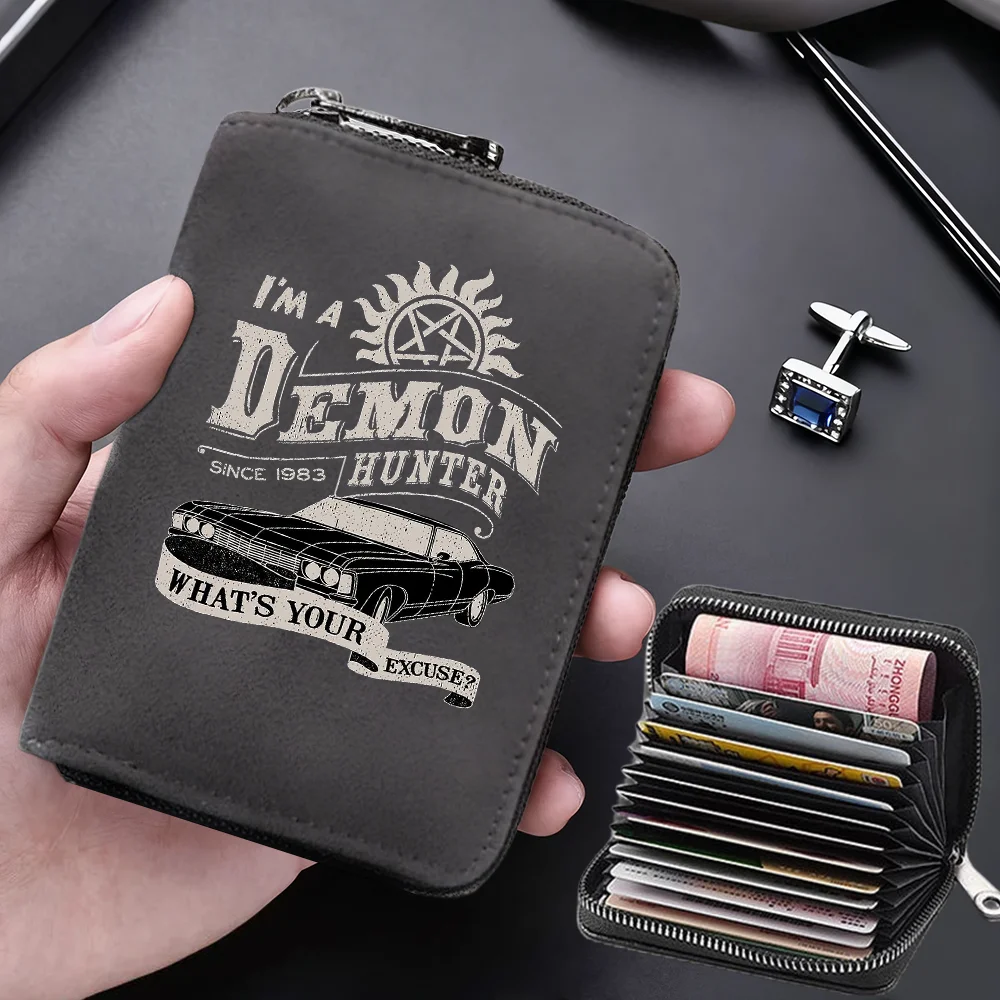 Supernatural Multifunctional Card Bag 11 Cards Slot Credit Card Holder Anti Demagnetization Wallets Cover Zipper Wallet for Men