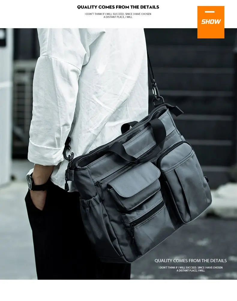 14 Pocket Men Shoulder Messenger Bag Waterproof Crossbody Bags Waterproof Oxford Travel Handbag Large Capacity Storage Work Bags