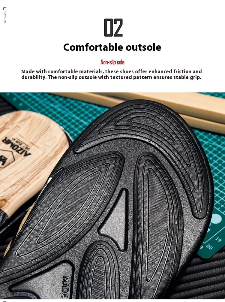 Japanese wood grain flip flops for men in summer wear anti-slip trend printed soft bottom clip foot stroke beach sand sand