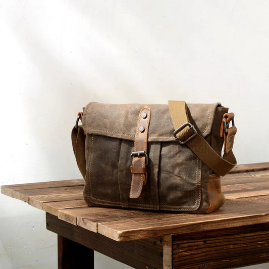 Retro crossbody bag casual canvas shoulder bag simple men's crossbody bag water-resistant men's bag horizontal Crossbody bag